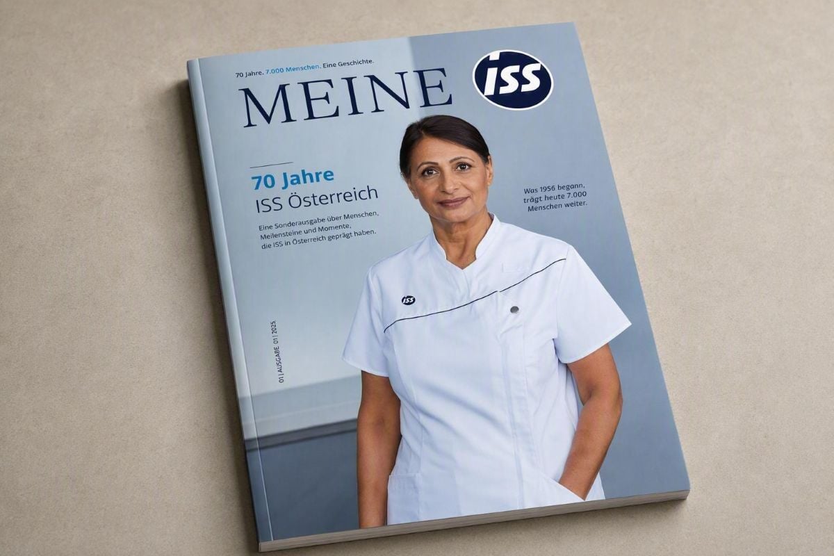 Cover der Mitarbeiterzeitung „Meine ISS“ von ISS Österreich