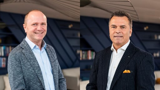 Erich Steinreiber und Erwin Schreiblehner im Porträt, lächeln und blicken in die Kamera