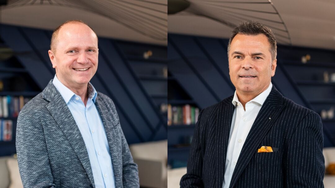 Erich Steinreiber und Erwin Schreiblehner im Porträt, lächeln und blicken in die Kamera